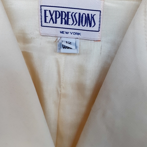 Vtg 100% Wool Cream Tuxedo Jacket DB Military Gold Button Coat DRESS sz 12 🥼 - Picture 5 of 14